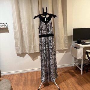 Elegant Black and White Floral Dress